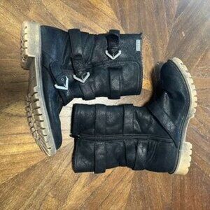 Roxy Mid Calf Boots Women's Size 8 Leather Soft Boot Lined